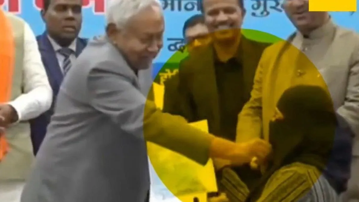 Controversy erupts after Nitish Kumar pulls woman doctor’s hijab at official event