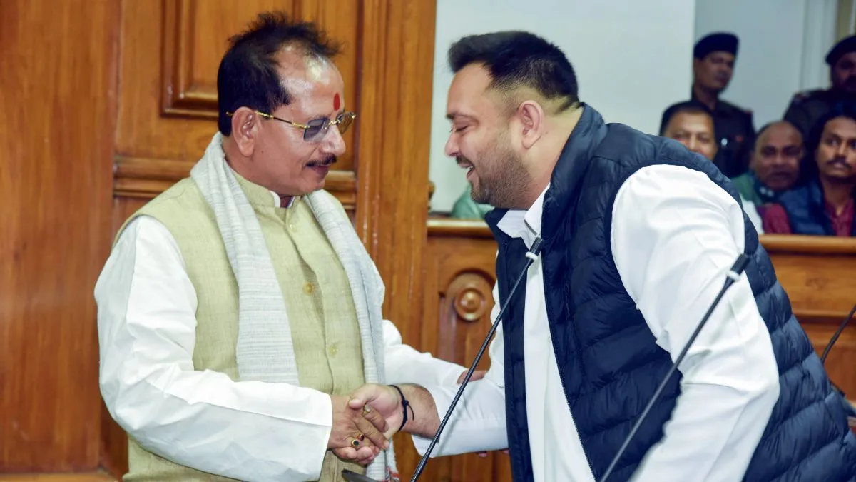 Exchange of pleasantries between Tejashwi and BJP leaders marks first day of Bihar session