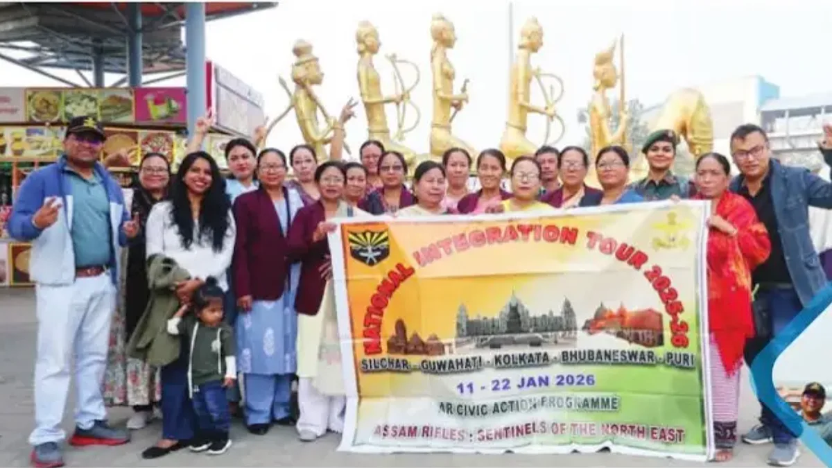 Women from Manipur enjoying their national integration tour as they travel East of India