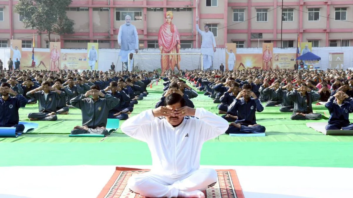MP CM Dr Mohan Yadav leads Surya Namaskar organised to mark Vivekananda’s birth anniversary