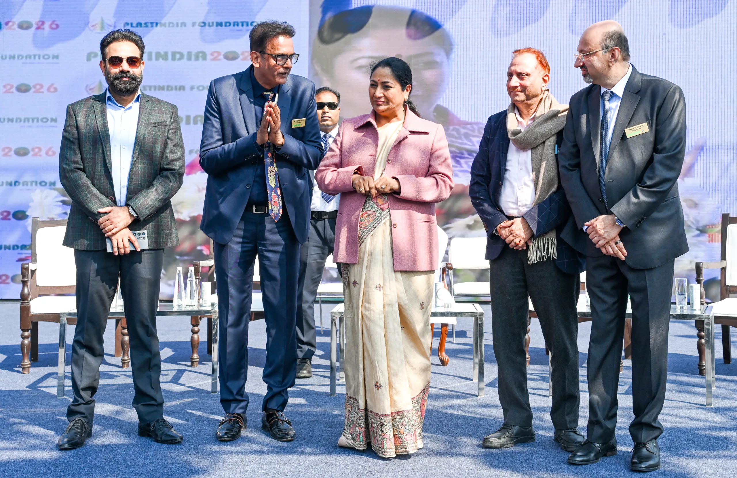 CM Rekha Gupta stands with Plastindia Foundation leaders during the opening ceremony of PLASTINDIA 2026 at Bharat Mandapam on Thursday, February 5, 2026. img