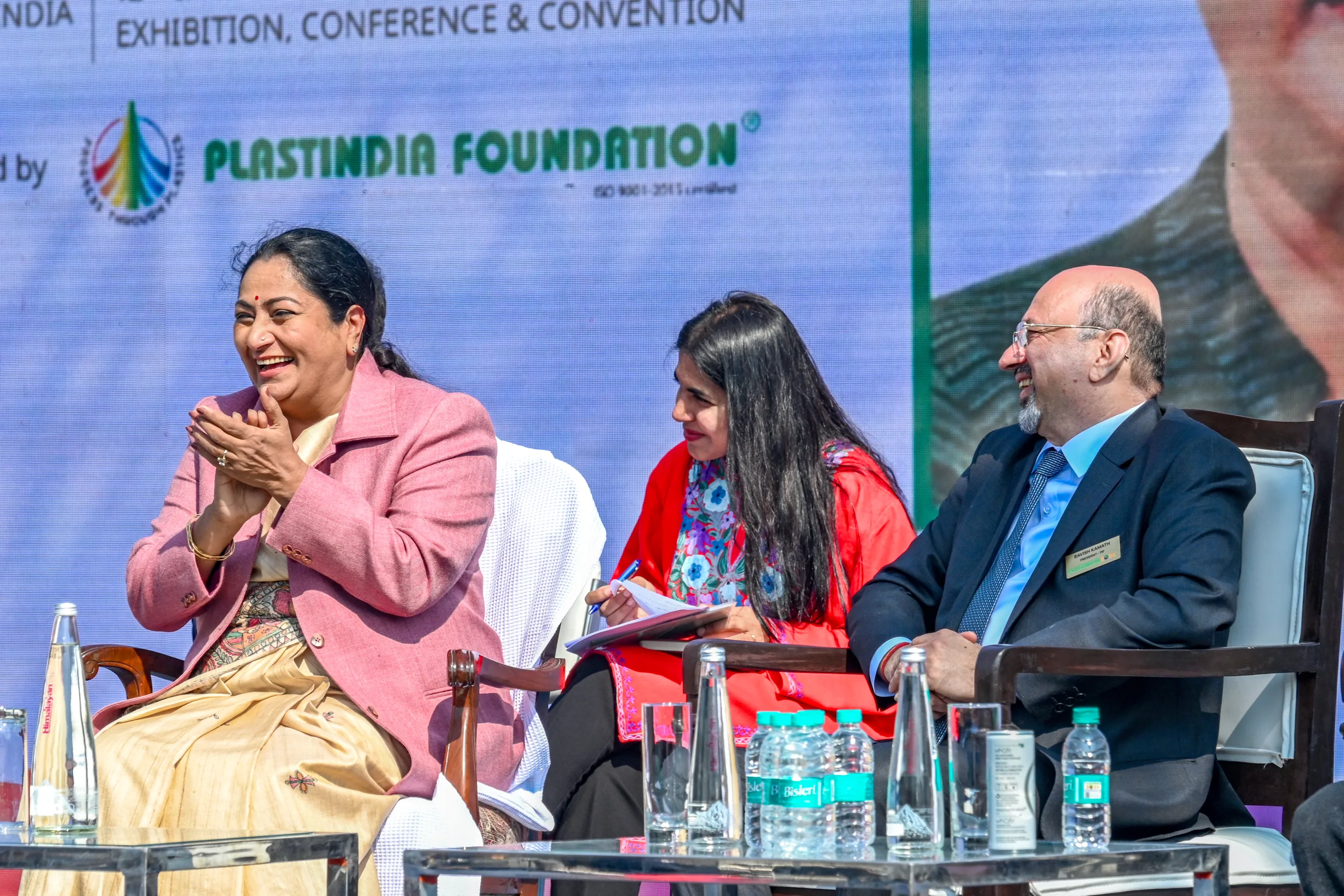 CM Rekha Gupta smiles and applauds as proceedings begin at the PLASTINDIA 2026 inauguration ceremony in the national capital. img