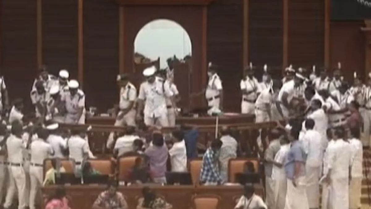 Ruckus in Kerala Assembly; shouting matches, physical jostling over Sabarimala case