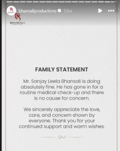 Statement from Sanjay Leela Bhansali's family