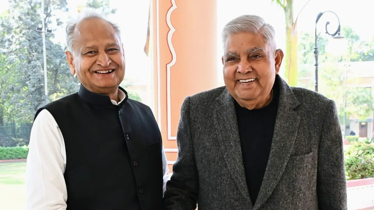 Gehlot meets former Vice President Dhankhar in Jaipur, 90-minute courtesy call