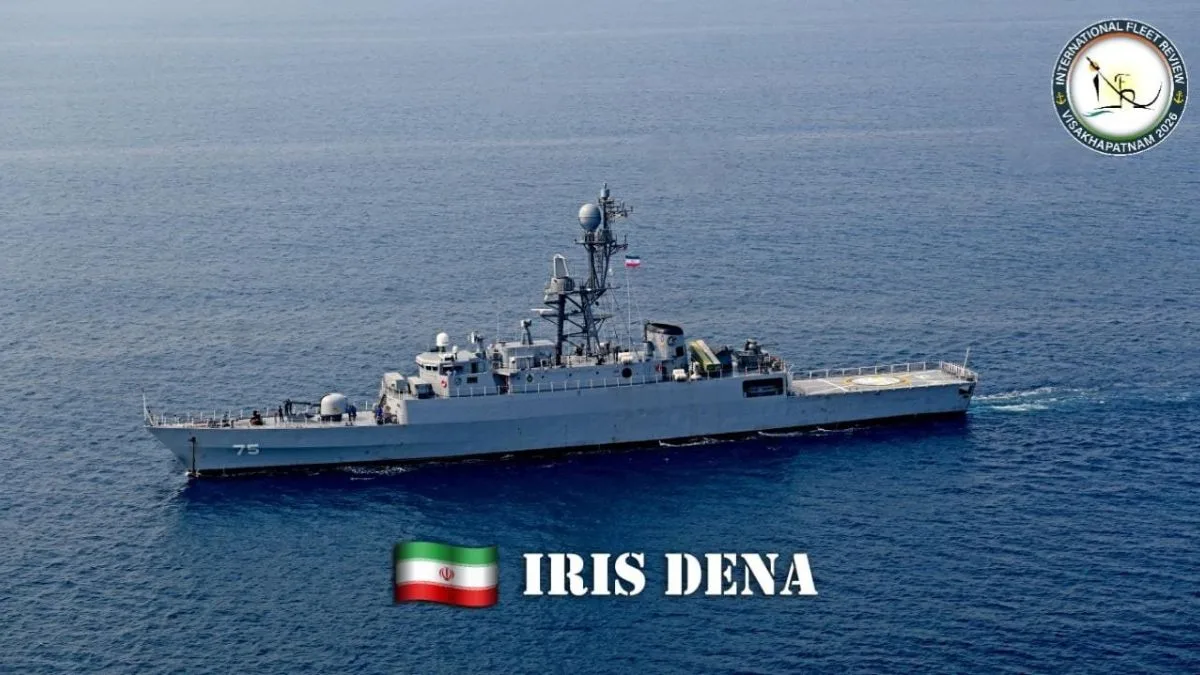 Iranian naval frigate IRIS Dena sailing in open waters before it was torpedoed by a US submarine near Sri Lanka