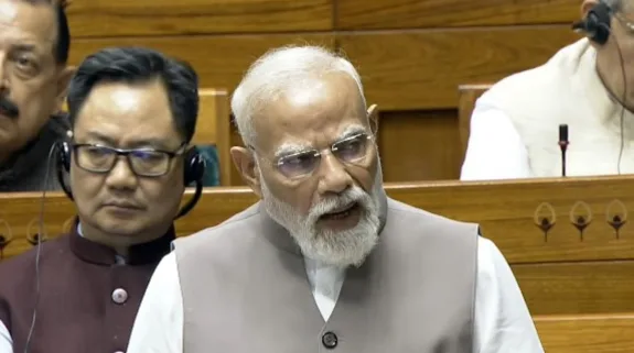 PM Narendra Modi addressing Lok Sabha on energy supply and West Asia tensions