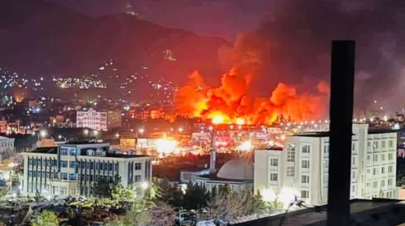 Large explosion and fire seen in Kabul after reported Pakistani airstrikes