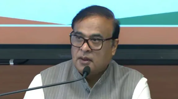 Himanta Biswa Sarma addressing media in Guwahati amid Assam election row