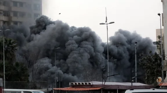 Thick smoke billows after strike in Iranian city amid ongoing US-Israel conflict