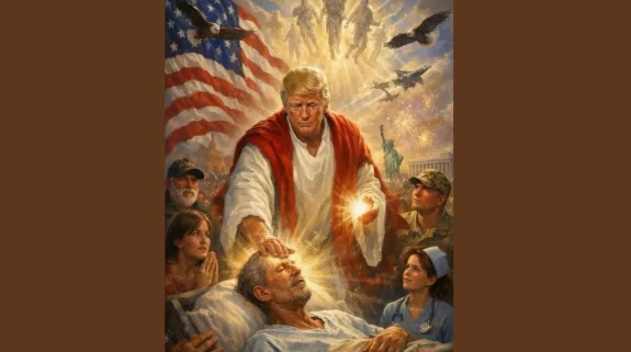 Donald Trump AI image performing miracle healing scene shared on Truth Social