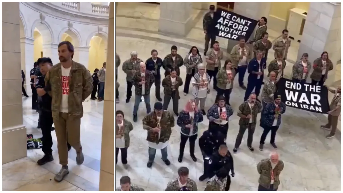 Dozens of US military veterans arrested during protest against Iran war at Capitol in Washington