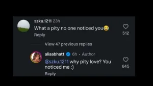 Alia Bhatt's comment on Instagram