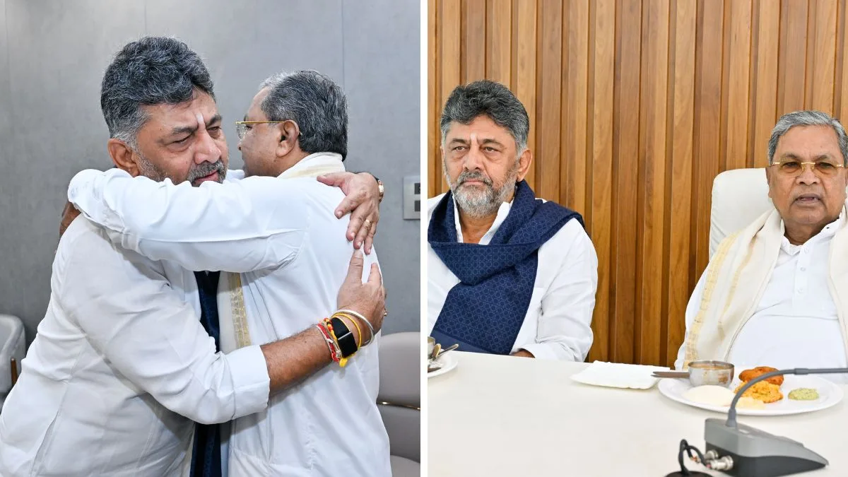Hug, sweets and suspense: DK Shivakumar meets Siddaramaiah over breakfast as Karnataka CM buzz grows louder