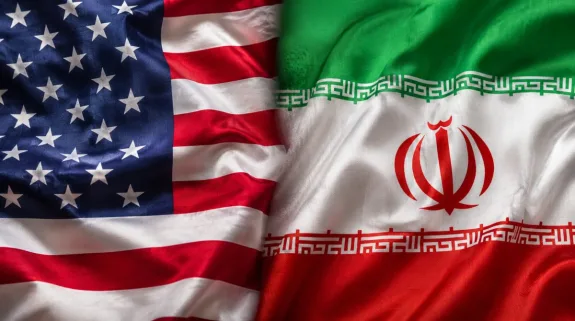 US and Iran flags shown side by side