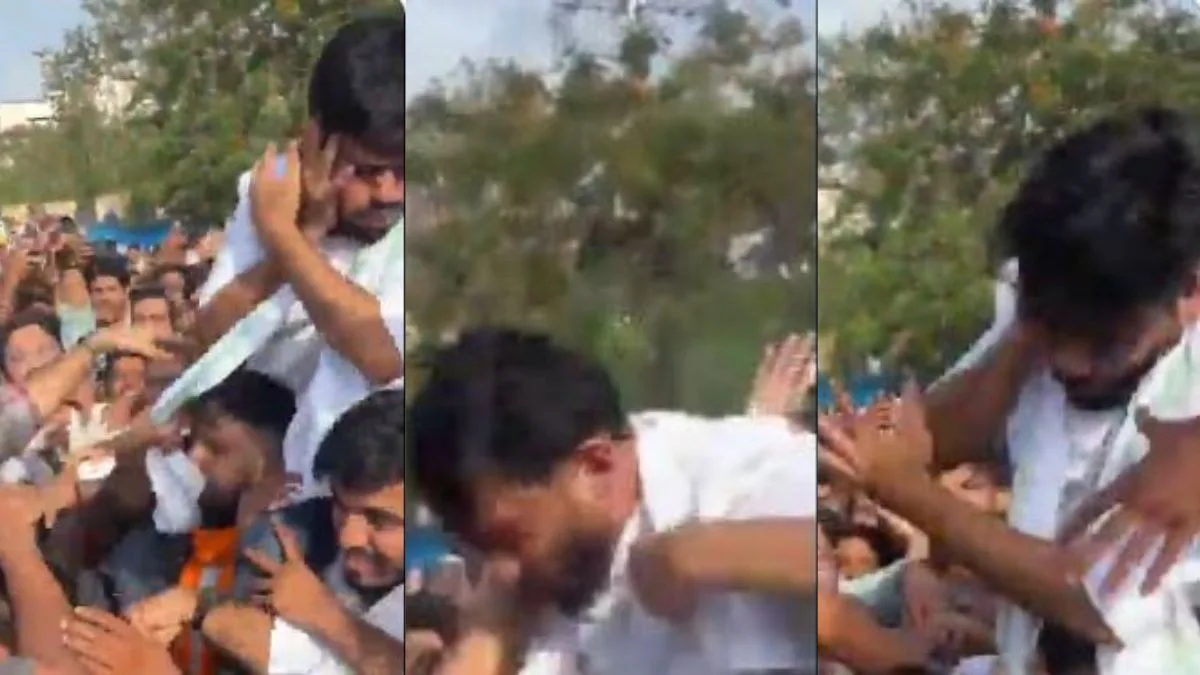 WATCH: Cockroach Janta Party founder Abhijeet Dipke slapped multiple times during Jaipur protest
