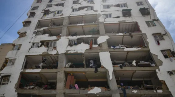 Emergency responders conduct rescue operations after twin earthquakes in Venezuela.