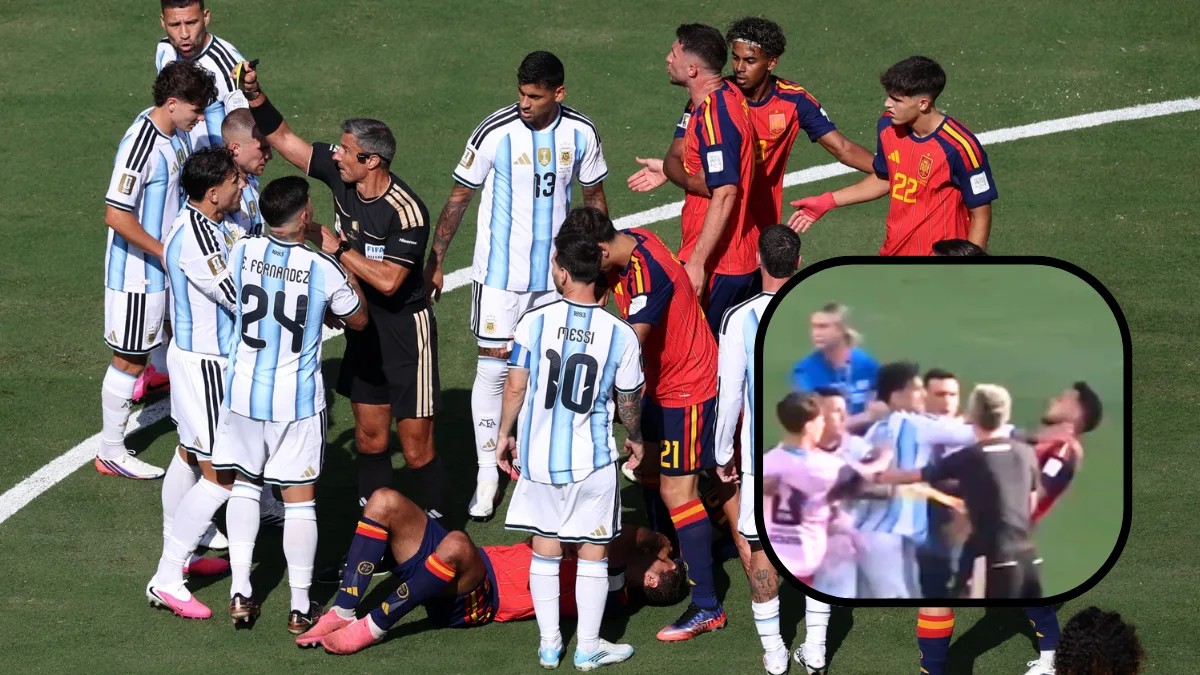 Argentina’s Paredes shown red card after grabbing Spain’s Garcia by the throat following FIFA World Cup final