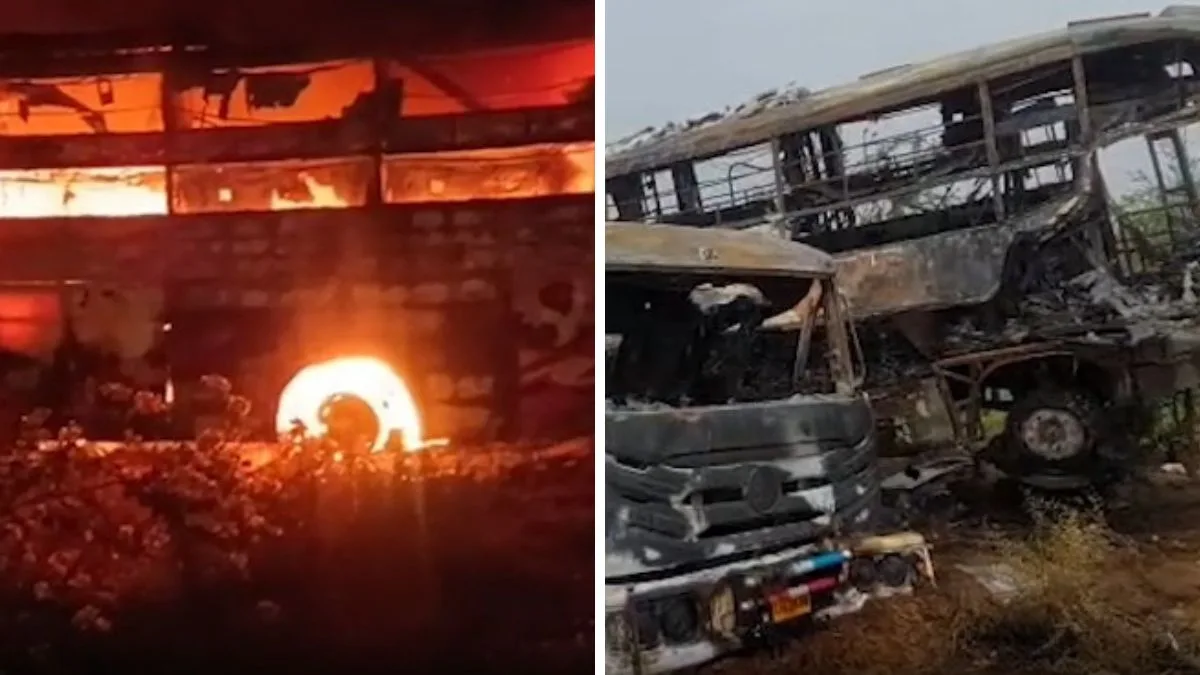 Eight killed as sleeper bus rams trailer, catches fire on Delhi-Mumbai Expressway; locals allege cigarette cartons fuelled blaze