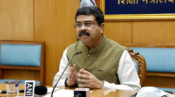 Union Education Minister Dharmendra Pradhan after submitting his resignation amid the NEET-UG 2026 paper leak controversy.