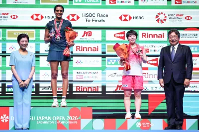 PV Sindhu wins gold medal over Akane Yamaguchi at Japan Open 2026 (Photo Credits: BAI)