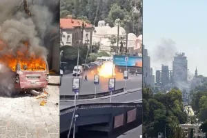 Blasts rock Damascus during Emmanuel Macron’s visit to Syria