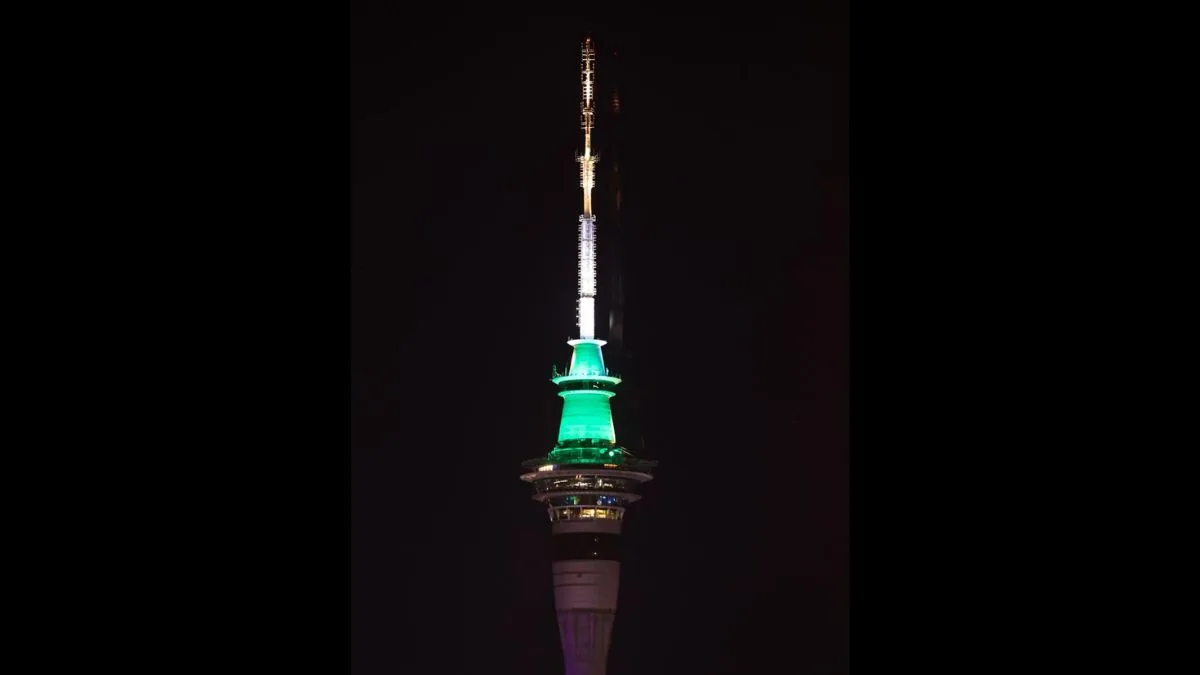 PM Modi’s New Zealand visit: Auckland’s Sky Tower illuminates in Indian tricolour